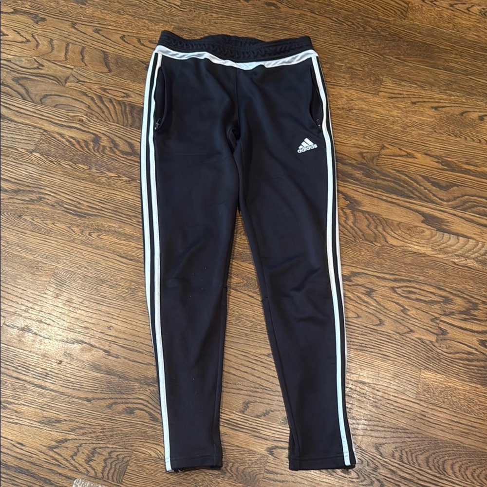 Adidas Black and White Sweatpants with Signature Stripes boys size 8-10 yrs old